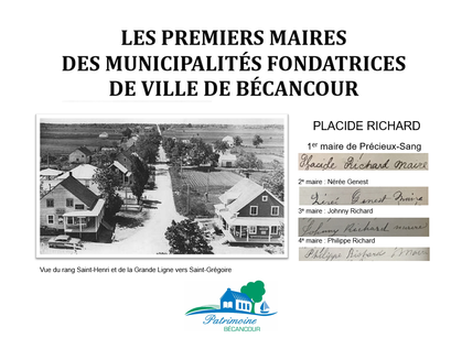 Placide Richard, premier maire de la municipalit&eacute; de Pr&eacute;cieux-Sang